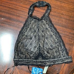 Free People black lace halter bralette size XS